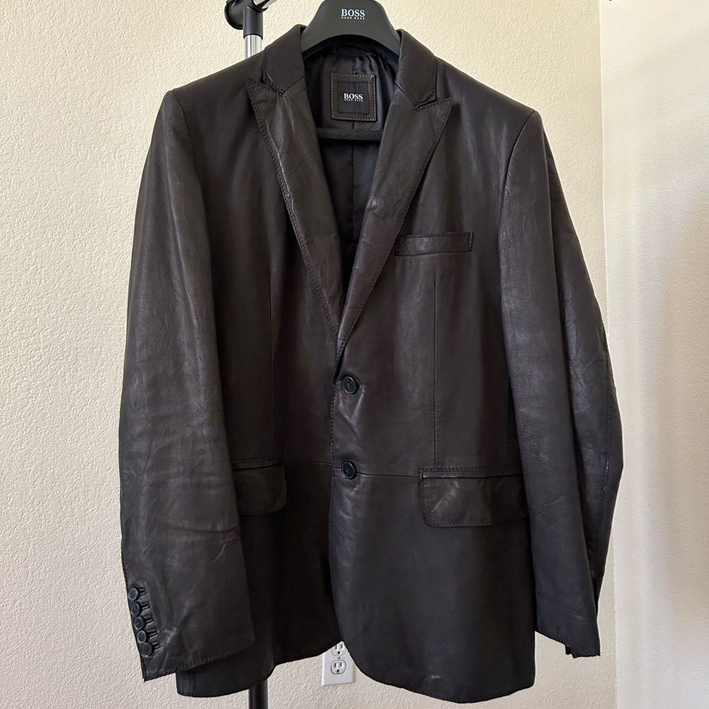 Hugo Boss Brown Leather Jacket
